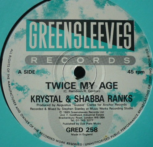 Krystal (3) & Shabba Ranks : Twice My Age (12")