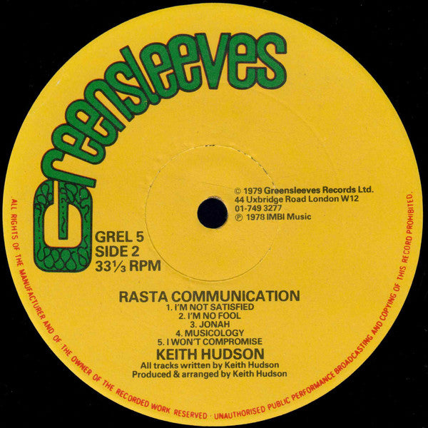 Keith Hudson : Rasta Communication (LP, Album)