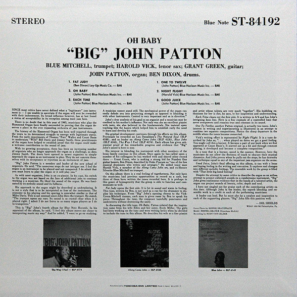 Big John Patton* : Oh Baby! (LP, Album, Ltd, RE)