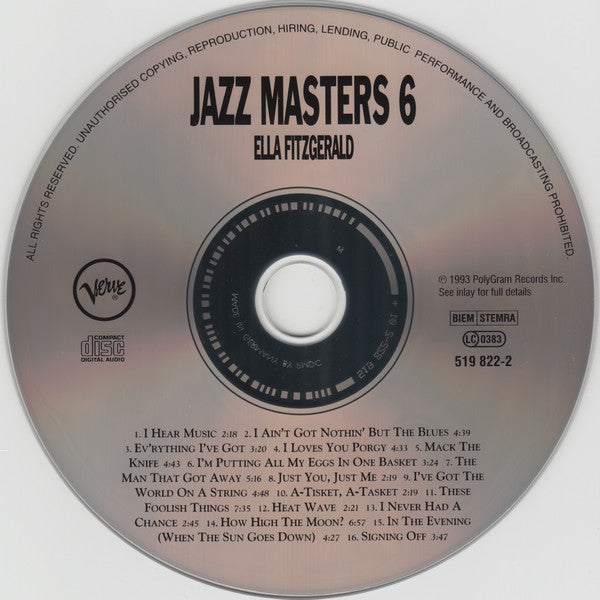 Ella Fitzgerald : Verve Jazz Masters 6 (CD, Comp)