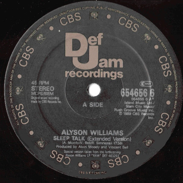 Alyson Williams : Sleep Talk (12", Single)