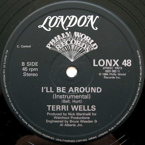 Terri Wells : I'll Be Around (12", Com)