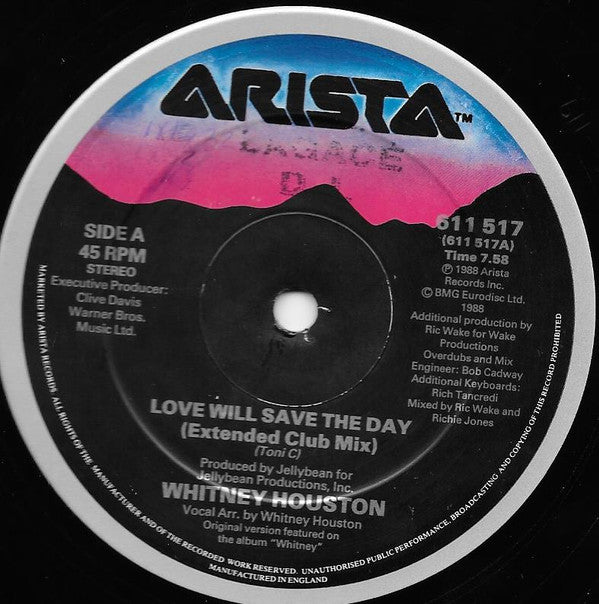 Whitney Houston : Love Will Save The Day (12", Maxi)