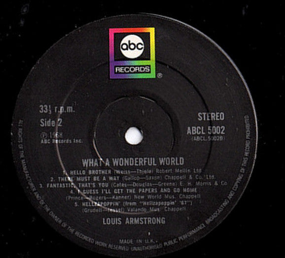 Louis Armstrong : What A Wonderful World (LP, Album, RE)