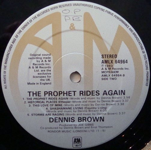 Dennis Brown : The Prophet Rides Again (LP, Album)