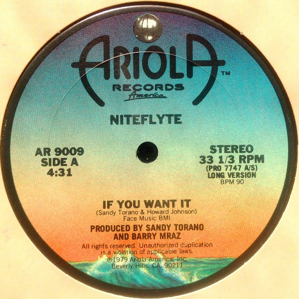 Niteflyte : If You Want It / I Wonder (If I'm Falling In Love Again) (12")