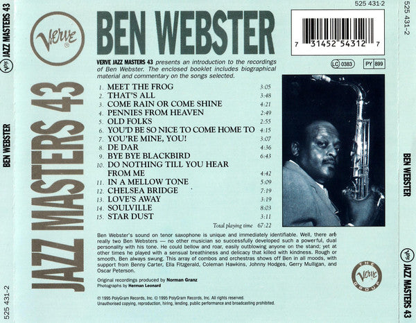 Ben Webster : Verve Jazz Masters 43 (CD, Comp)