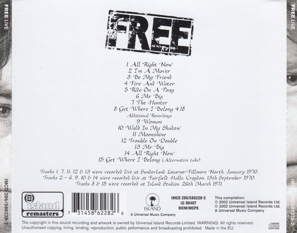 Free : Free Live (CD, Album, RE, RM, Uni)