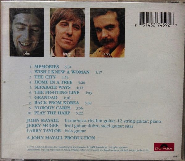 John Mayall / Jerry McGee / Larry Taylor : Memories (CD, Album, RE)