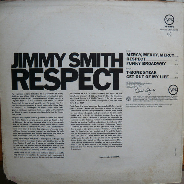 Jimmy Smith : Respect (LP, Album, RE)