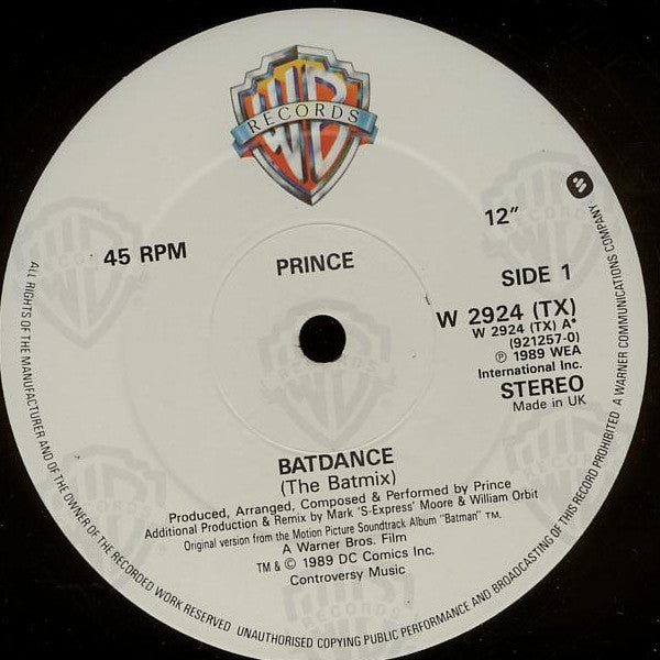 Prince : Batdance (The Batmix) (12", Dam)