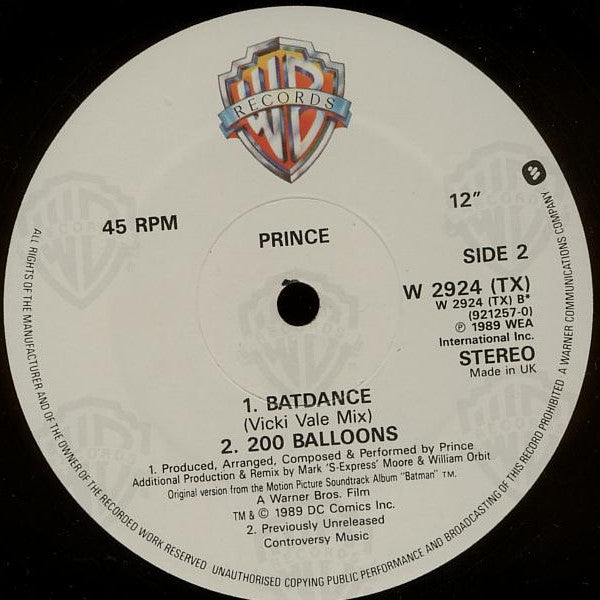 Prince : Batdance (The Batmix) (12", Dam)