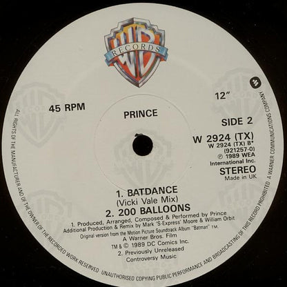 Prince : Batdance (The Batmix) (12", Dam)