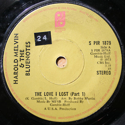 Harold Melvin & The Bluenotes* : The Love I Lost (Part 1) (7", Single, Sol)