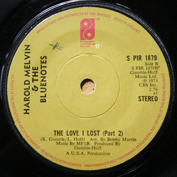 Harold Melvin & The Bluenotes* : The Love I Lost (Part 1) (7", Single, Sol)