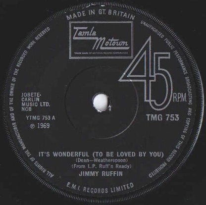 Jimmy Ruffin : It's Wonderful (To Be Loved By You) (7", Single, Sol)