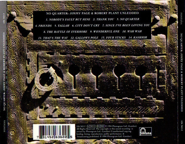 Jimmy Page & Robert Plant : No Quarter: Jimmy Page & Robert Plant Unledded (CD, Album)