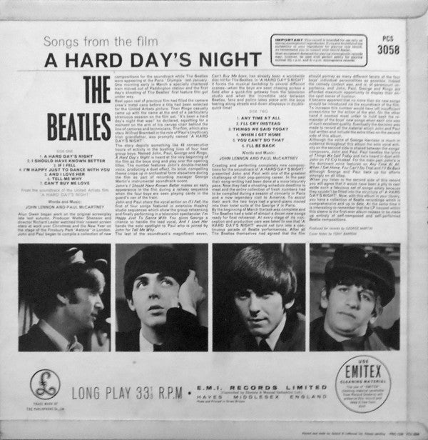 The Beatles : A Hard Day's Night (LP, Album, Wid)