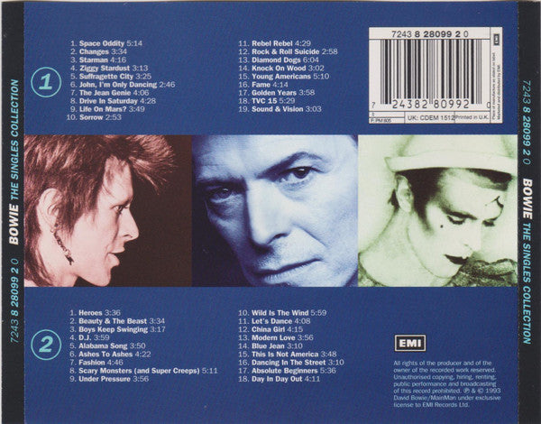 Bowie* : The Singles Collection (2xCD, Comp, RM, Fat)