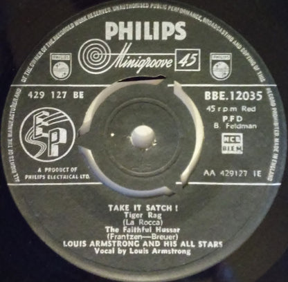 Louis Armstrong And His All-Stars : Take It Satch! (7", EP, Pus)