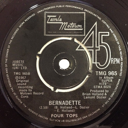 Four Tops : It's All In The Game / Bernadette (7", Pus)