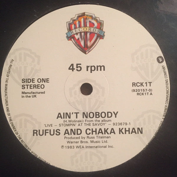 Rufus & Chaka Khan : Ain't Nobody (12", Single)