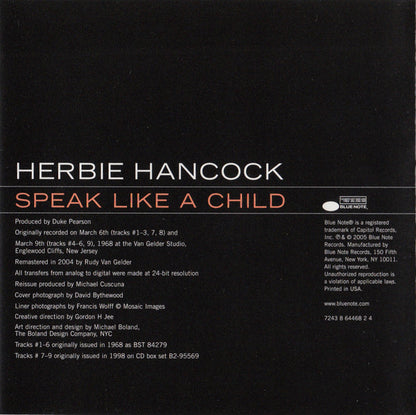 Herbie Hancock : Speak Like A Child (CD, Album, RE, RM)