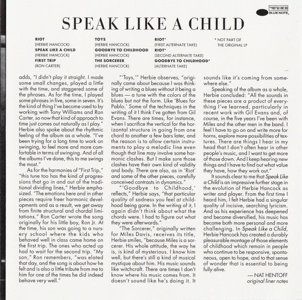 Herbie Hancock : Speak Like A Child (CD, Album, RE, RM)