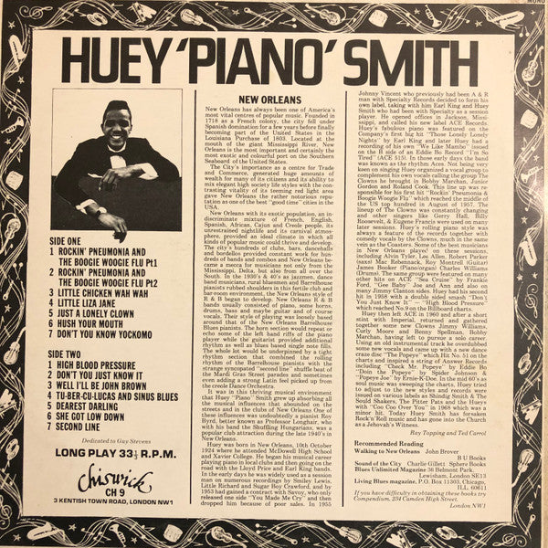 Huey "Piano" Smith And The Clowns* : Rockin' Pneumonia And The Boogie Woogie Flu (LP, Comp, Mono)