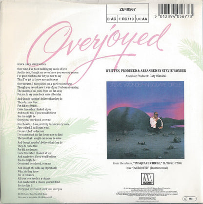 Stevie Wonder : Overjoyed (7")