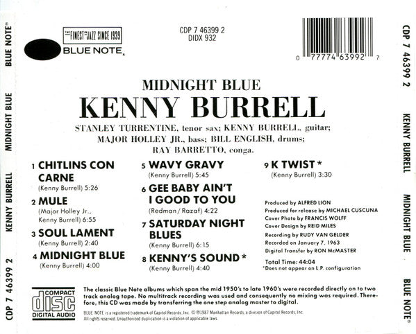 Kenny Burrell : Midnight Blue (CD, Album, RE)