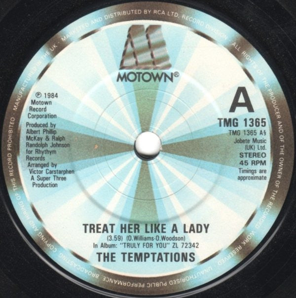 The Temptations : Treat Her Like A Lady (7", Single, Pap)