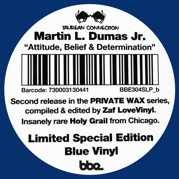 Martin Dumas Jr : Attitude, Belief & Determination (12", Ltd, RE, RM, S/Edition, Blu)