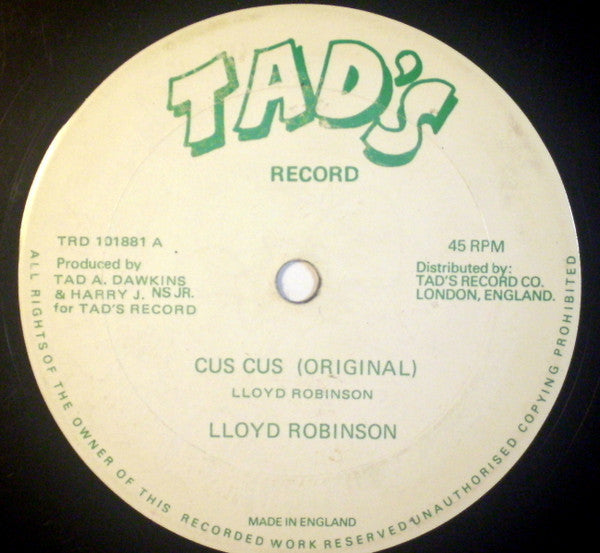 Lloyd Robinson / Delroy Wilson : Cus Cus / Once Upon A Time (10")