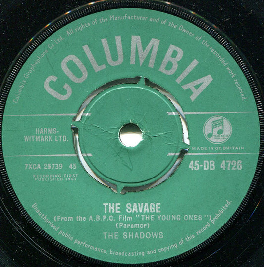 The Shadows : The Savage (7", Single)