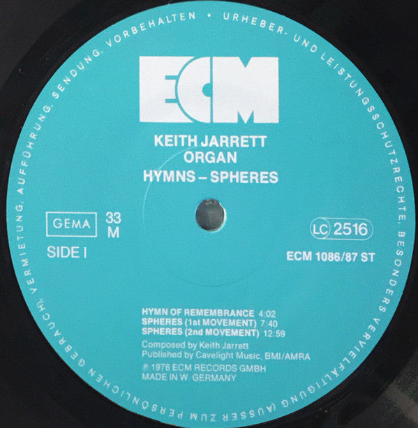 Keith Jarrett : Hymns Spheres (2xLP, Album, Gat)