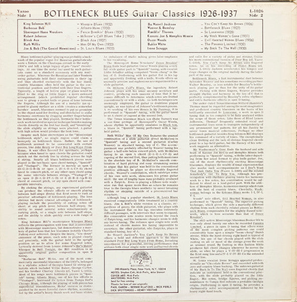 Various : Country Blues Bottleneck Guitar Classics 1926-1937 (LP, Comp, RE, Red)