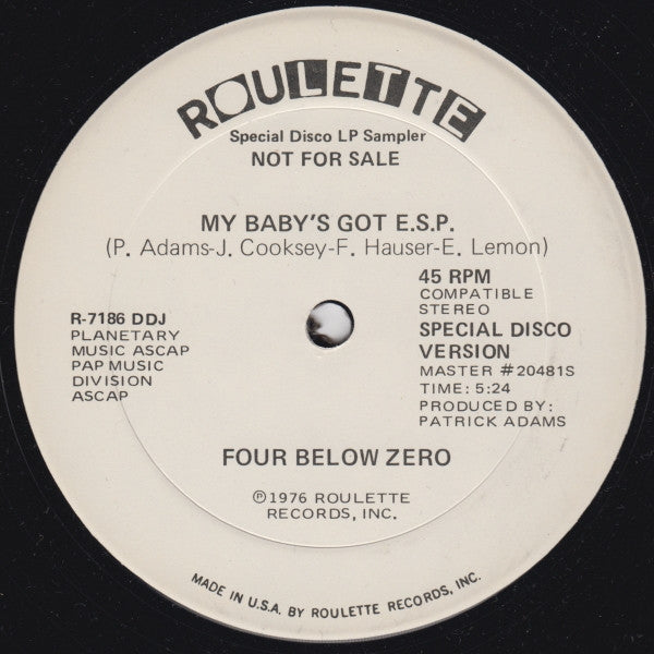 Four Below Zero : My Baby's Got E.S.P. (12", Promo, Smplr)