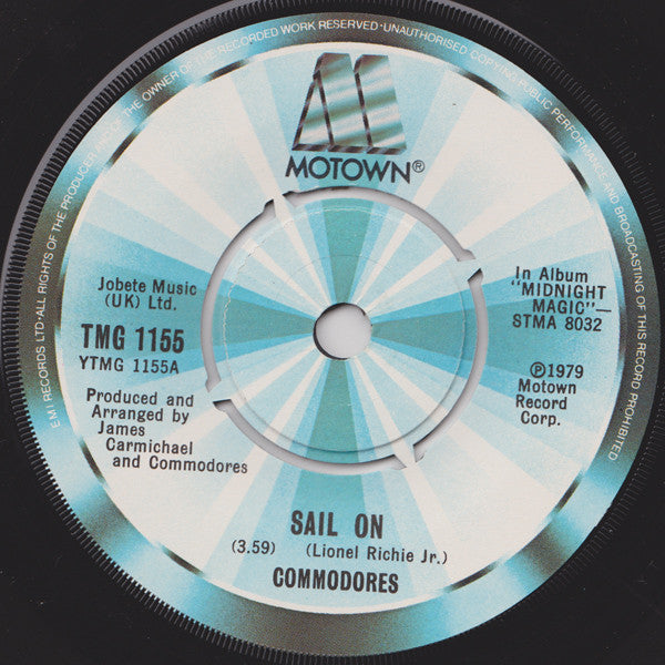 Commodores : Sail On (7", Single, Pic)