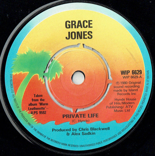 Grace Jones : Private Life (7", Single, Com)