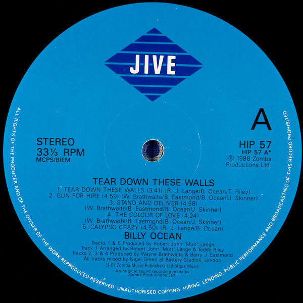 Billy Ocean : Tear Down These Walls (LP, Album)