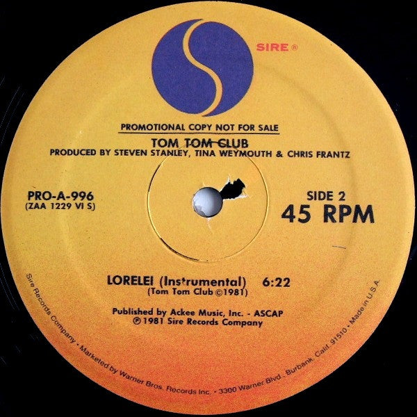 Tom Tom Club : Genius Of Love (Long Version) / Lorelei (Instrumental) (12", Promo)