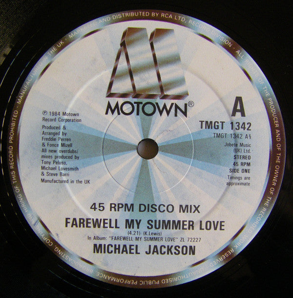 Michael Jackson : Farewell My Summer Love / Call On Me (12")