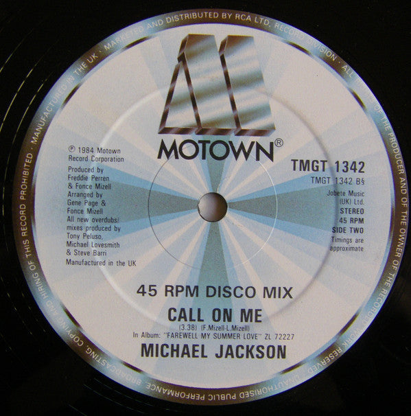 Michael Jackson : Farewell My Summer Love / Call On Me (12")