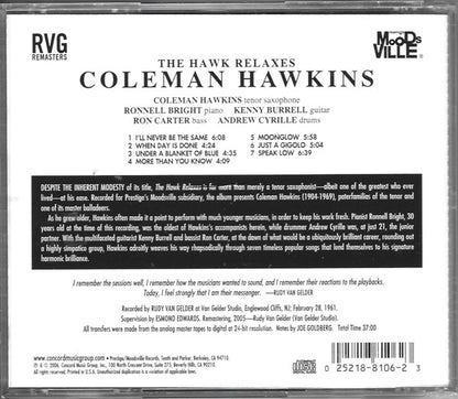 Coleman Hawkins : The Hawk Relaxes (CD, Album, RE, RM)