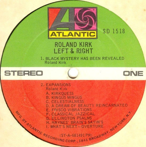 Roland Kirk : Left & Right (LP, Album, PR )