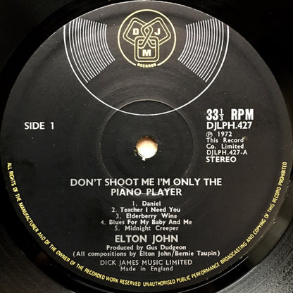 Elton John : Don't Shoot Me I'm Only The Piano Player (LP, Album)