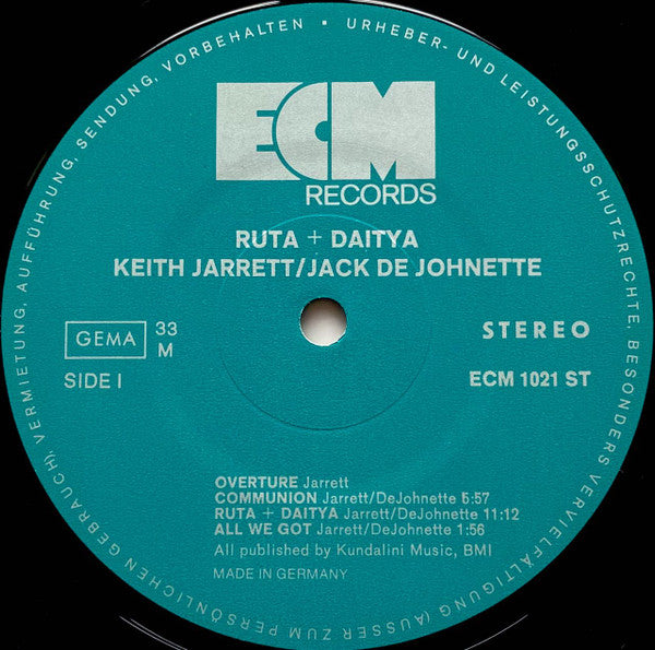 Keith Jarrett • Jack DeJohnette : Ruta And Daitya (LP, Album)