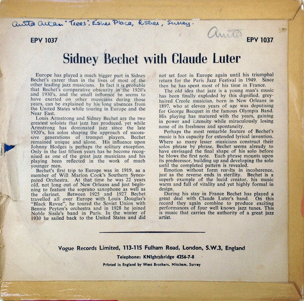 Sidney Bechet, Claude Luter And His Orchestra* : Riverboat Shuffle (7", EP)