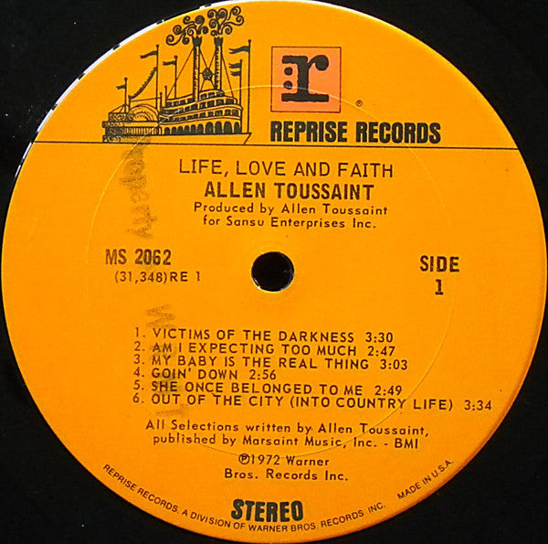 Allen Toussaint : Life, Love And Faith (LP, Album, San)